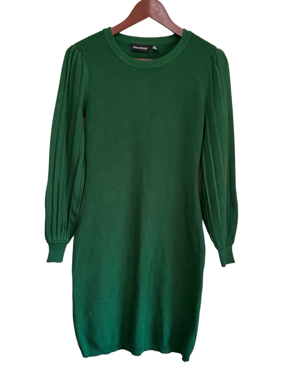 Nina Leonard Women's Green Long Sleeve Sweater Dress Size Small